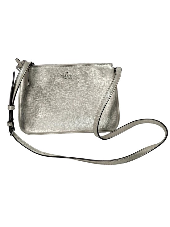 Handbags - Kate Spade New York Metallic Silver Crossbody Bag Purse Zip Top Closure